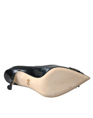 Schwarz Leder WOW Patch Heels Pumps Schuhe