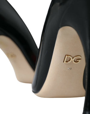 Schwarz Leder WOW Patch Heels Pumps Schuhe