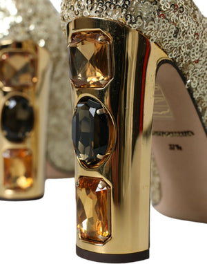 Gold Pailletten Kristall Absätze Pumps Schuhe