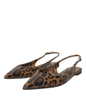 Braun Leopard Exotische Haut Slingback Schuhe