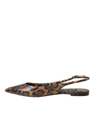 Braun Leopard Exotische Haut Slingback Schuhe