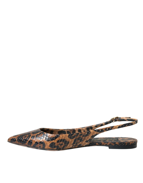 Braun Leopard Exotische Haut Slingback Schuhe
