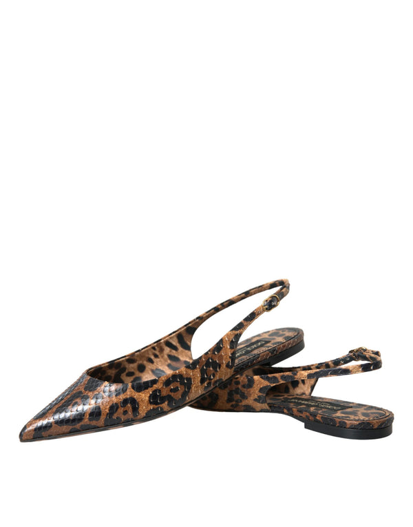 Braun Leopard Exotische Haut Slingback Schuhe