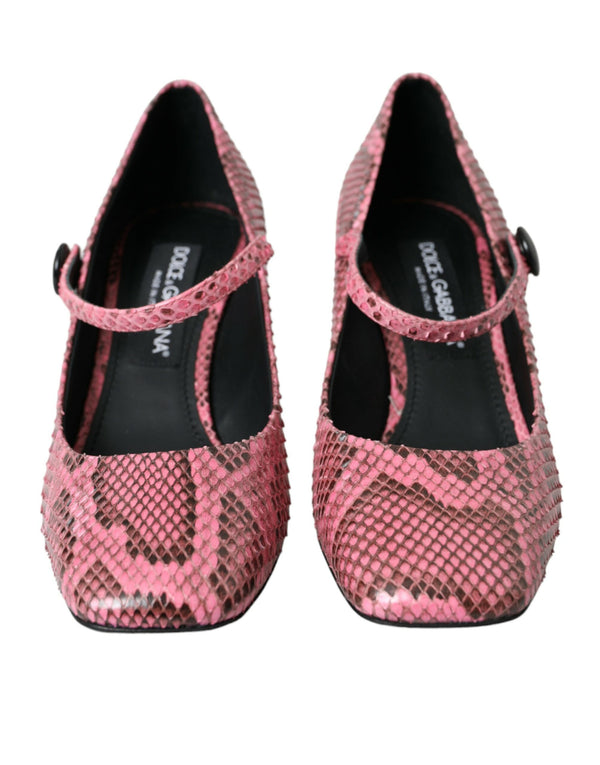 Rosa Python Leder Mary Jane Heels Schuhe