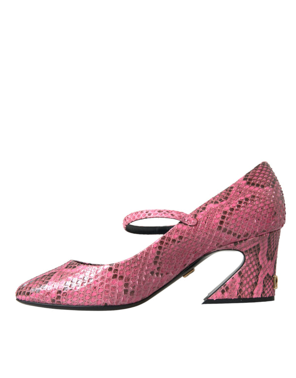 Rosa Python Leder Mary Jane Heels Schuhe