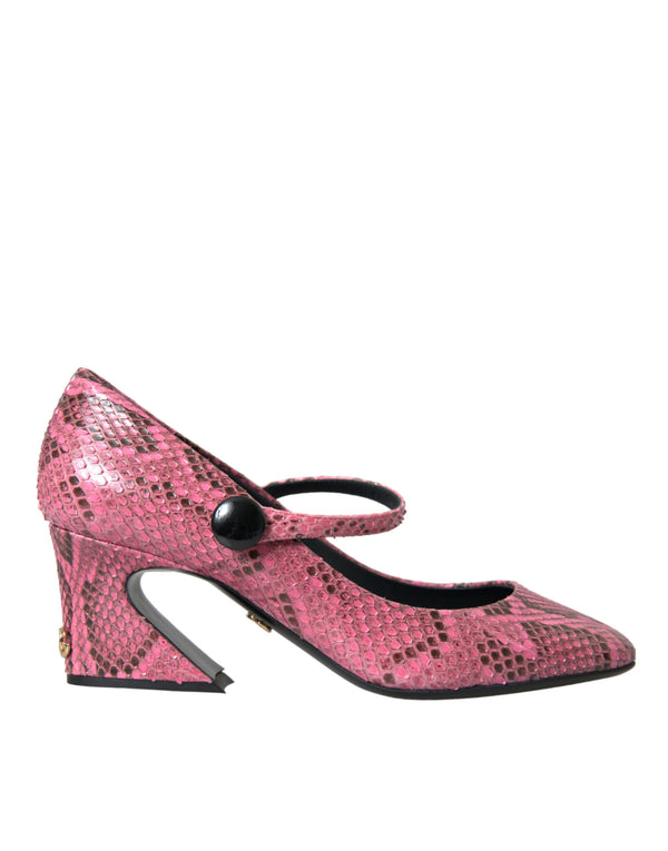 Rosa Python Leder Mary Jane Heels Schuhe
