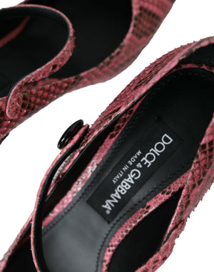 Rosa Python Leder Mary Jane Heels Schuhe