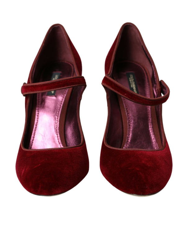 Rot Samt Gold Kristalle Heels Mary Jane Schuhe