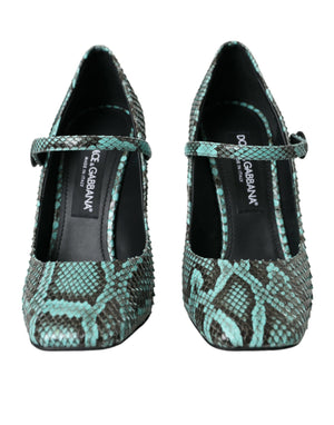 Aqua Python Leder Mary Jane Pumps