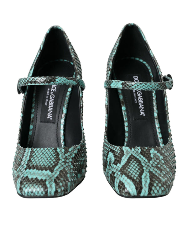 Aqua Python Leder Mary Jane Pumps