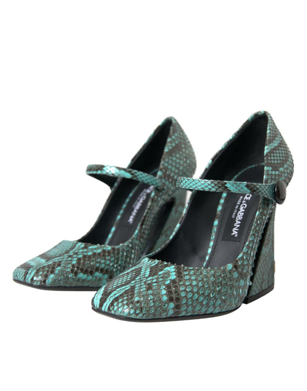 Aqua Python Leder Mary Jane Pumps