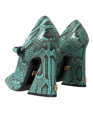 Aqua Python Leder Mary Jane Pumps