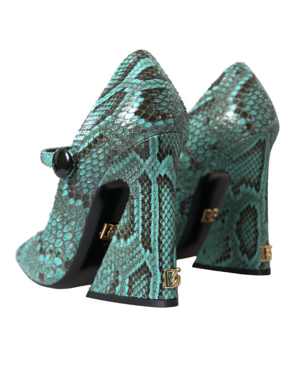 Aqua Python Leder Mary Jane Pumps
