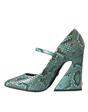 Aqua Python Leder Mary Jane Pumps
