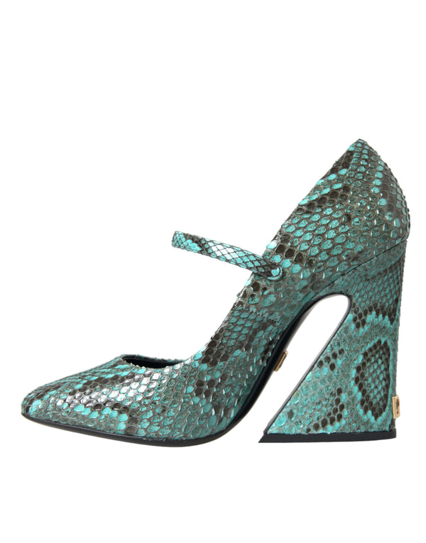 Aqua Python Leder Mary Jane Pumps