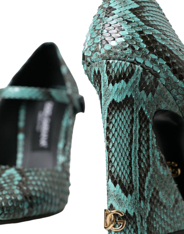 Aqua Python Leder Mary Jane Pumps