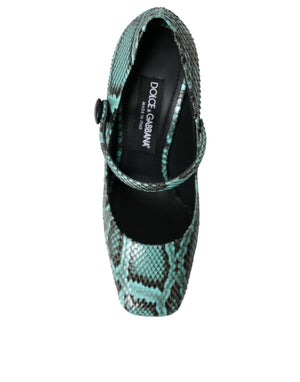 Aqua Python Leder Mary Jane Pumps