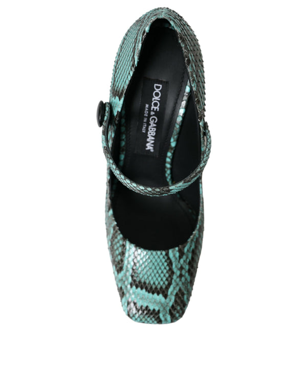 Aqua Python Leder Mary Jane Pumps