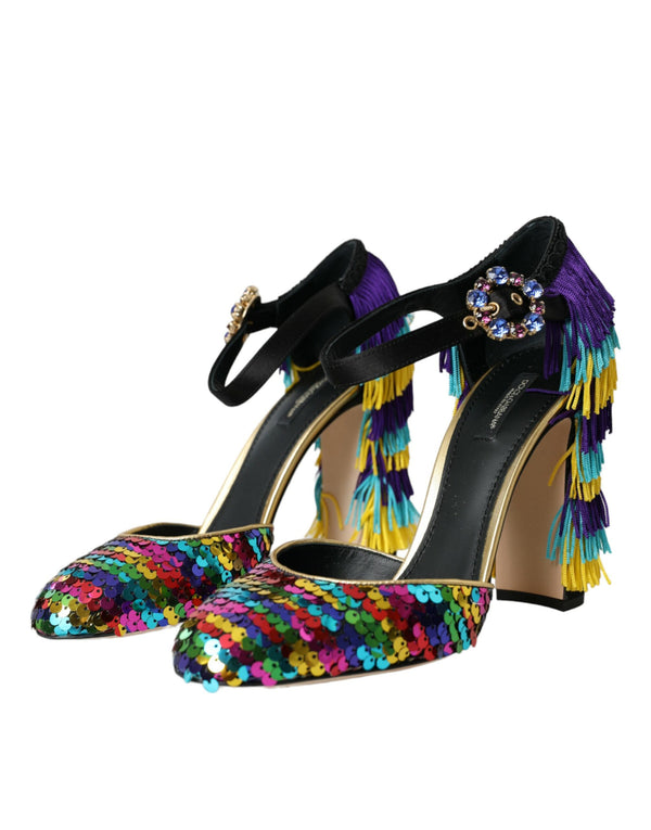 Multicolor Pailletten Kristall Mary Jane Schuhe