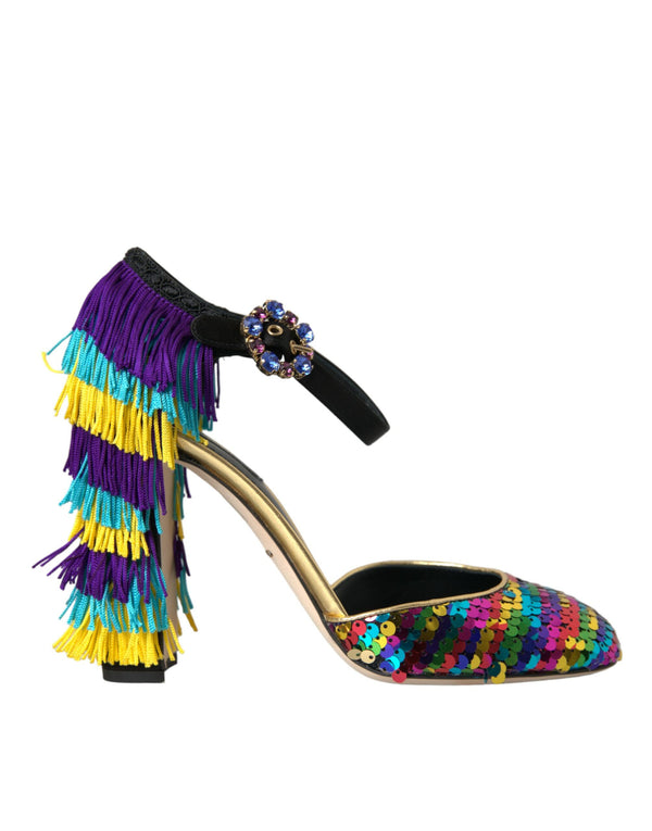 Multicolor Pailletten Kristall Mary Jane Schuhe