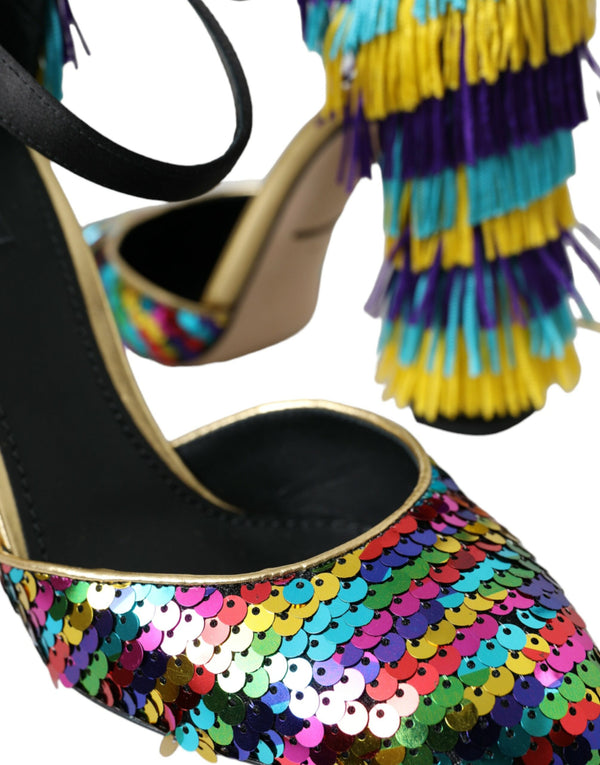 Multicolor Pailletten Kristall Mary Jane Schuhe