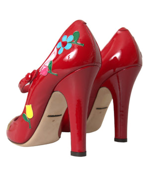 Rot Leder verschönert Mary Jane Pumps Heels Schuhe