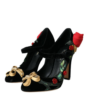 Schwarz Rosen Kristall Brosche Mary Jane Schuhe