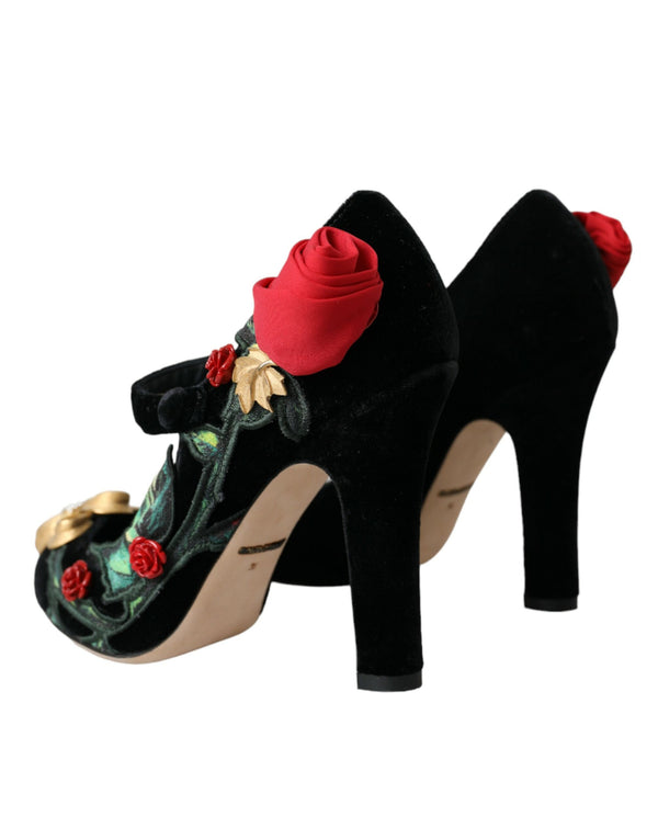 Schwarz Rosen Kristall Brosche Mary Jane Schuhe