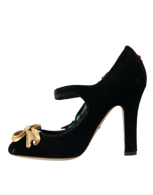 Schwarz Rosen Kristall Brosche Mary Jane Schuhe