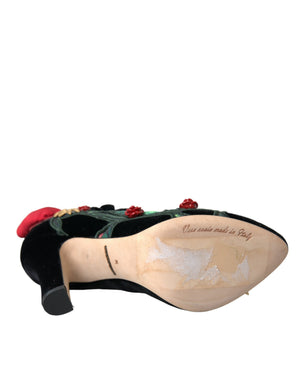 Schwarz Rosen Kristall Brosche Mary Jane Schuhe