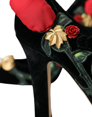Schwarz Rosen Kristall Brosche Mary Jane Schuhe