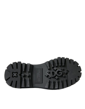 Schwarze Leder Trekking Derby verschönerte Schuhe