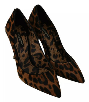 Braun Leopard Pony Haar Heels Pumps Schuhe