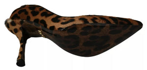 Braun Leopard Pony Haar Heels Pumps Schuhe