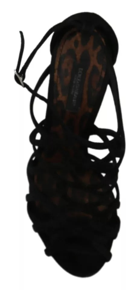 Schwarze Wildleder Ankle Strap Stiletto Schuhe