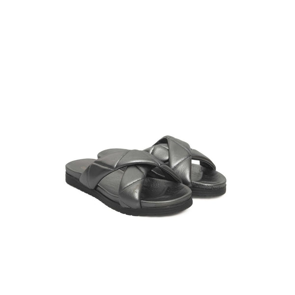Graue Lammfell Damen Sandale