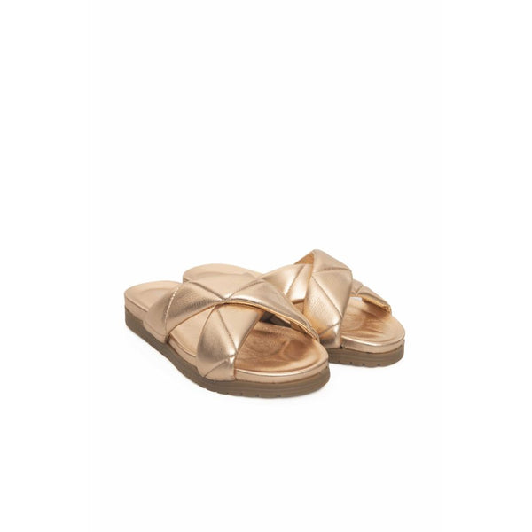 Beige Lammfell Damen Sandale