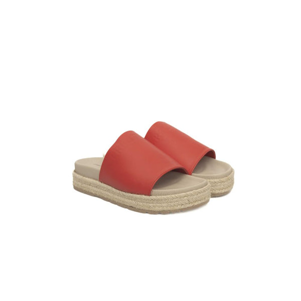 Rote Kalbsleder Damen Sandale