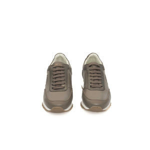 Beige Rindsleder Damen Sneaker