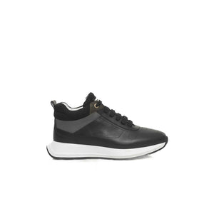 Schwarzes Leder Damen Sneaker