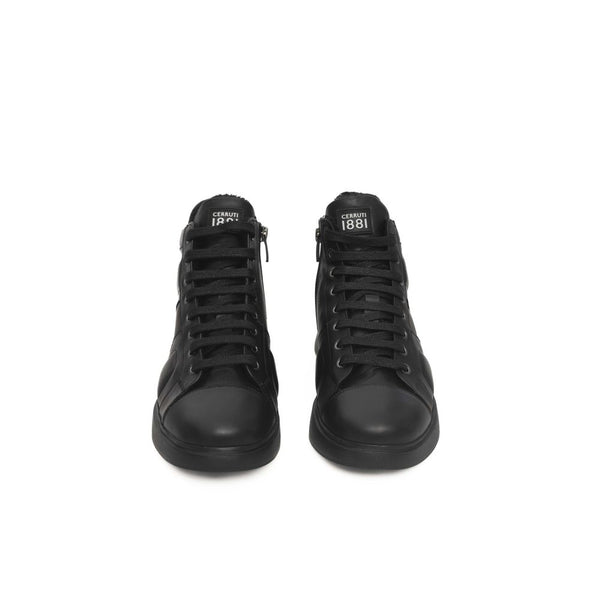 Schwarzer Ledersneaker für Damen