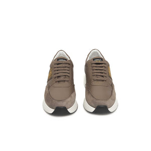 Beige Rindsleder Damen Sneaker