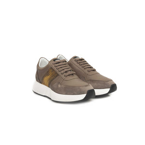 Beige Rindsleder Damen Sneaker