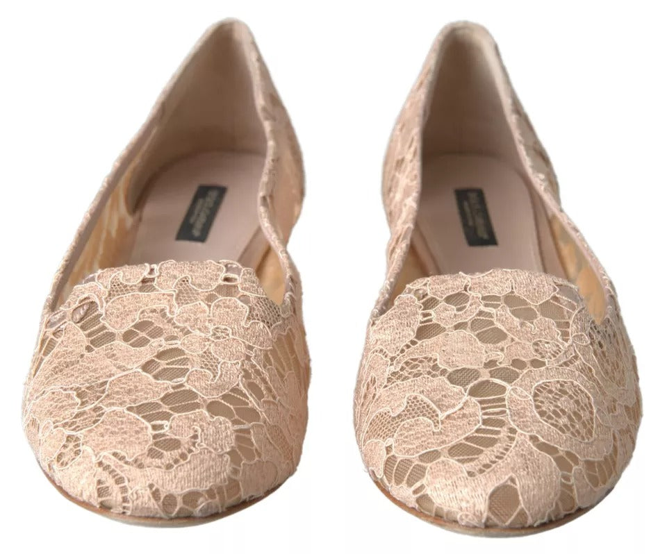 Beige Floral Spitze Loafers Flats Schuhe