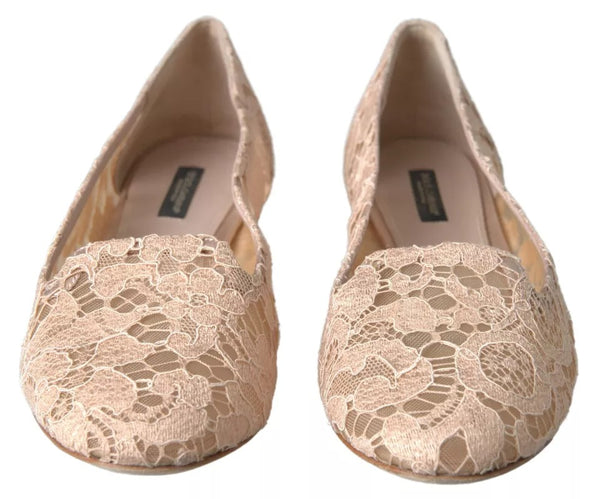 Beige Floral Spitze Loafers Flats Schuhe