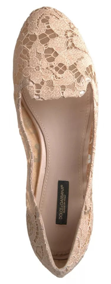 Beige Floral Spitze Loafers Flats Schuhe