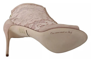 Beige Spitze Wildleder Peep Toe Ankle Boots Schuhe