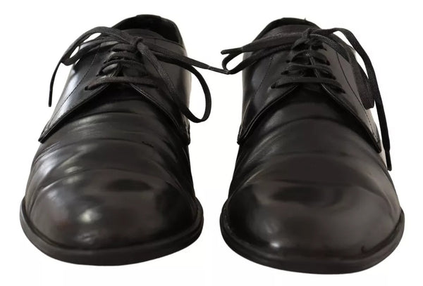 Schwarzes Leder Derby Kleid Formelle Schuhe