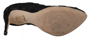 Schwarz Stretch Socken Taormina Spitze Stiefel Schuhe