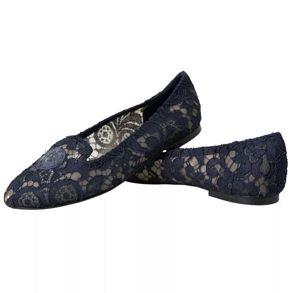 Dunkelblau Taormina Spitze Slip On Flats Schuhe